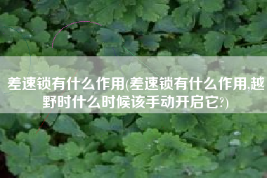 差速锁有什么作用(差速锁有什么作用,越野时什么时候该手动开启它?)